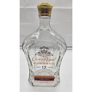 Crown Royal Reserve 12 Year Empty 1.75L Glass Bottle Decanter with Gold Cap